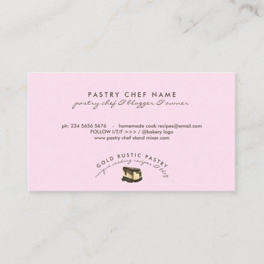 Pink Slice Cheesecake Strawberry Pastry Dessert Visitenkarte (Rückseite)