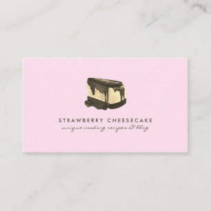 Pink Slice Cheesecake Strawberry Pastry Dessert Visitenkarte