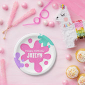 Pink Slime Birthday Papierplatte Pappteller (Party)