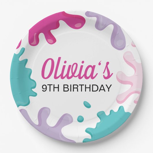 Pink Slime Geburtstagsparty Pappteller (Vorderseite)