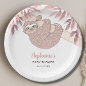 Pink Sloth Baby Dusche Pappteller