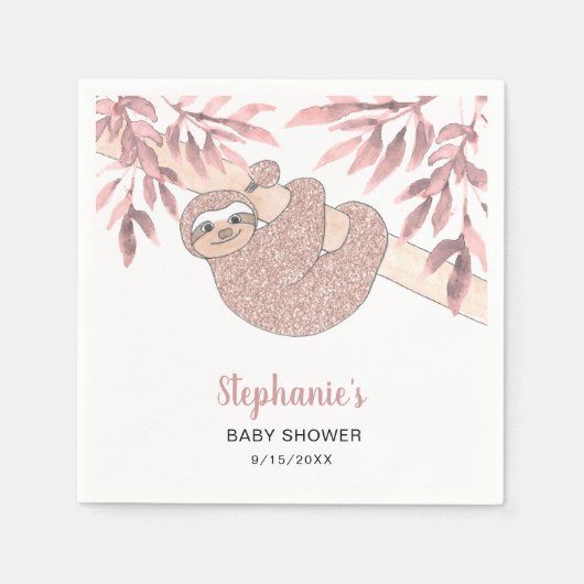 Pink Sloth Baby Dusche Serviette (Vorderseite)