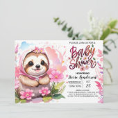 Pink Sloth Cuteness Baby Dusche Einladung (Stehend Vorderseite)