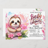 Pink Sloth Cuteness Baby Dusche Einladung (Vorne/Hinten)