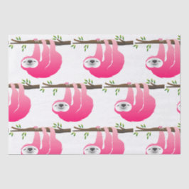 Pink Sloth hängt an einer Zweigstelle Seidenpapier