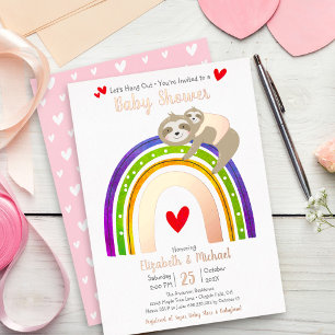 Pink Sloth Rainbow Girl Baby Dusche Real Rose Gold Folieneinladung