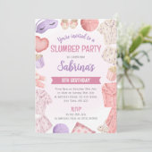 Pink Slumber Party Invitation - Girls Sleepover Einladung (Stehend Vorderseite)