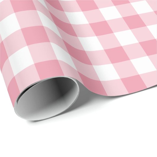 Pink Small 1 Inch Gingham Karo Geschenkpapier (Rolleneckpunkt)