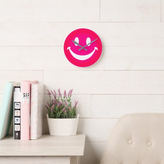 PINK SMILEY RUNDE WANDUHR (Lesesaal)