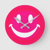 PINK SMILEY RUNDE WANDUHR (Vorderseite)
