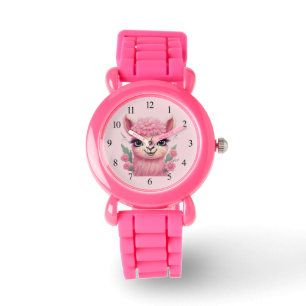 Pink Smiling Baby Lama Armbanduhr
