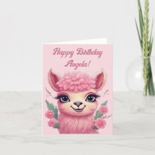Pink Smiling Baby Lama Feiertagskarte