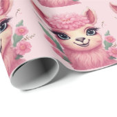 Pink Smiling Baby Lama Geschenkpapier (Rolleneckpunkt)