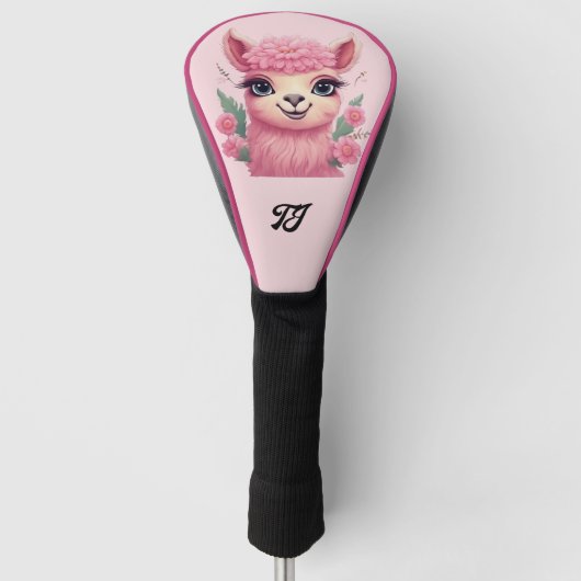 Pink Smiling Baby Lama Golf Headcover (Vorderseite)