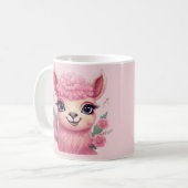 Pink Smiling Baby Lama Kaffeetasse (Vorderseite Links)