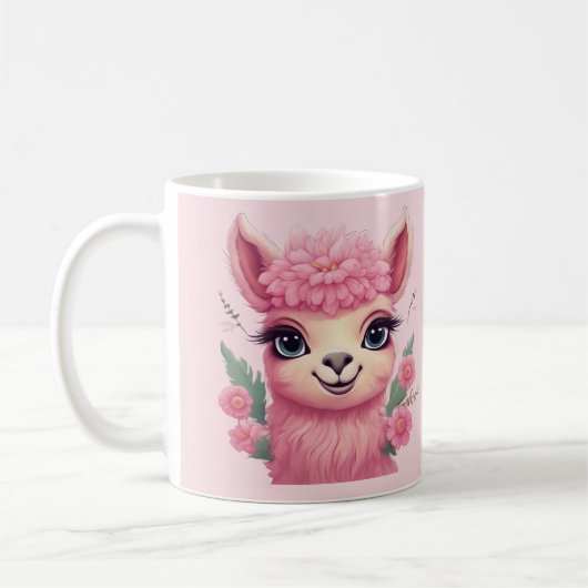 Pink Smiling Baby Lama Kaffeetasse (Links)