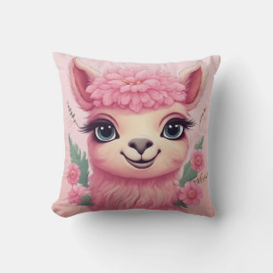 Pink Smiling Baby Lama Kissen