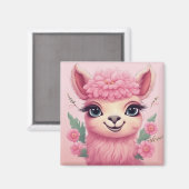 Pink Smiling Baby Lama Magnet (Vorderseite/Rückseite)