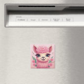 Pink Smiling Baby Lama Magnet (In Situ (Geschirrspüler))