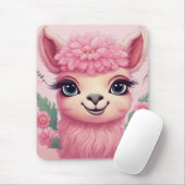 Pink Smiling Baby Lama Mousepad (Mit Mouse)