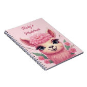 Pink Smiling Baby Lama Notizblock (Rechte Seite)