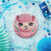 Pink Smiling Baby Lama Pappteller (Party)