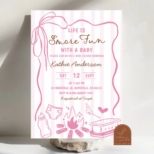 Pink Smore Spaß mit einer Babyparty für ein Mädche Einladung