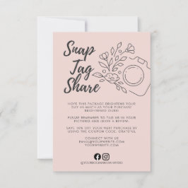 Pink Snap Tag Share Small Business Thank You Card Dankeskarte