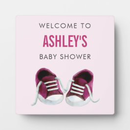 Pink Sneakers Baby Dusche Begrüßungsschild Plaque Fotoplatte