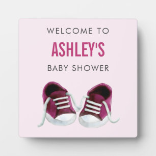 Pink Sneakers Baby Dusche Begrüßungsschild Plaque Fotoplatte