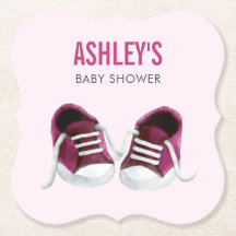 Pink Sneakers Baby Dusche Untersetzer, Paper Unter
