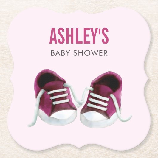 Pink Sneakers Baby Dusche Untersetzer, Paper Unter Untersetzer (Vorderseite)