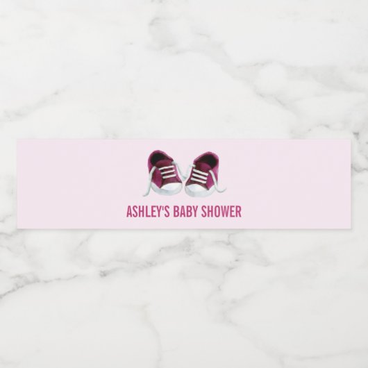Pink Sneakers Baby Dusche Wasser Flaschen Etikette Wasserflaschenetikett (Einzelnes Label)