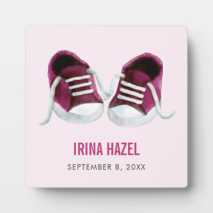 Pink Sneakers Baby Plaque, Baby Shoes Picture Fotoplatte