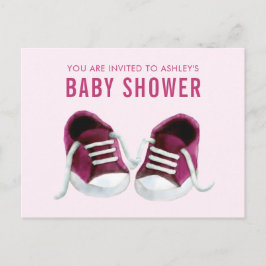 Pink Sneakers Kinderdusche Einladung Postkarte