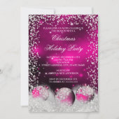 Pink Snow Bauble Weihnachtsfeier Einladung (Vorderseite)