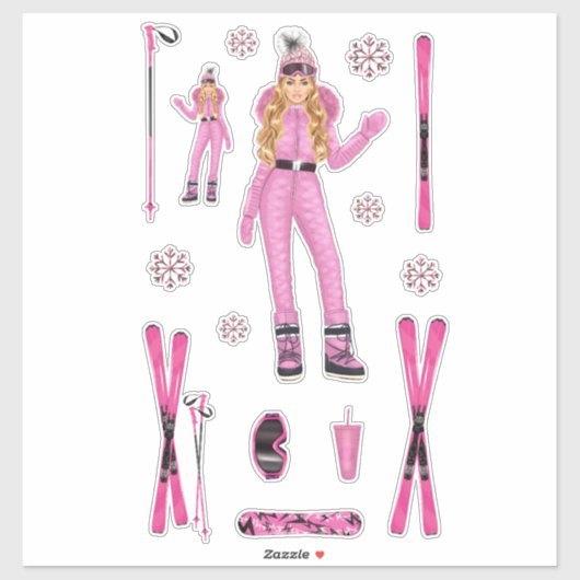 Pink Snow Bunny Ebony Fuller Shopp Sticker Decks (Blatt)