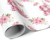 Pink Snowbaby und Pink Blume Geschenkpapier (Rolleneckpunkt)