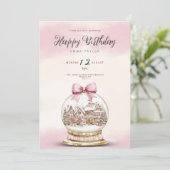  pink snowball birthday invitation einladung (Stehend Vorderseite)