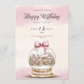  pink snowball birthday invitation einladung (Vorderseite)