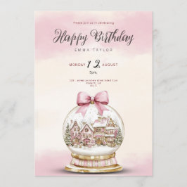  pink snowball birthday invitation einladung
