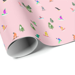 Pink Snowboarder Snowboarden Illustration Geschenkpapier