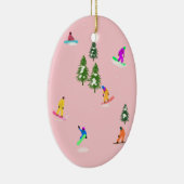 Pink Snowboarder Snowboarden Illustration Keramik Ornament (Rechts)