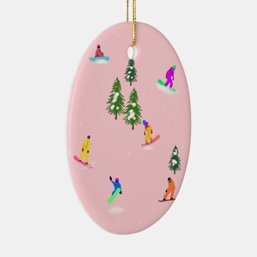 Pink Snowboarder Snowboarden Illustration Keramik Ornament (Rechts)