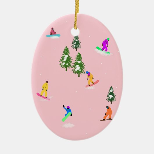 Pink Snowboarder Snowboarden Illustration Keramik Ornament (Vorne)