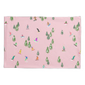 Pink Snowboarder Snowboarden Illustration Kissenbezug (Rückseite)