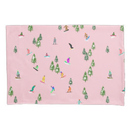 Pink Snowboarder Snowboarden Illustration Kissenbezug