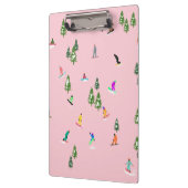 Pink Snowboarder Snowboarden Illustration Klemmbrett (Links)