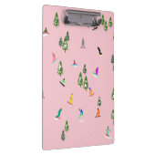 Pink Snowboarder Snowboarden Illustration Klemmbrett (Rechts)