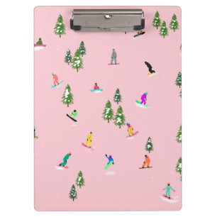 Pink Snowboarder Snowboarden Illustration Klemmbrett
